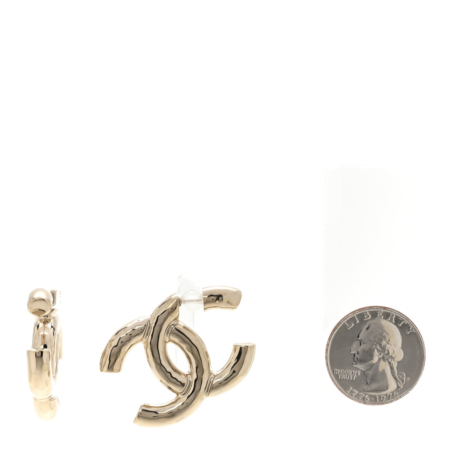 Metal Large CC Earrings Light Gold