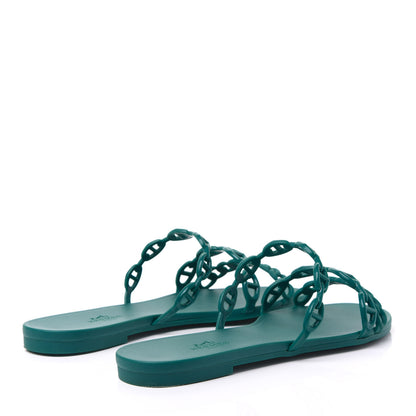 Hermes TPU Rivage Sandals 37 Vert d'Ete 4 of 9