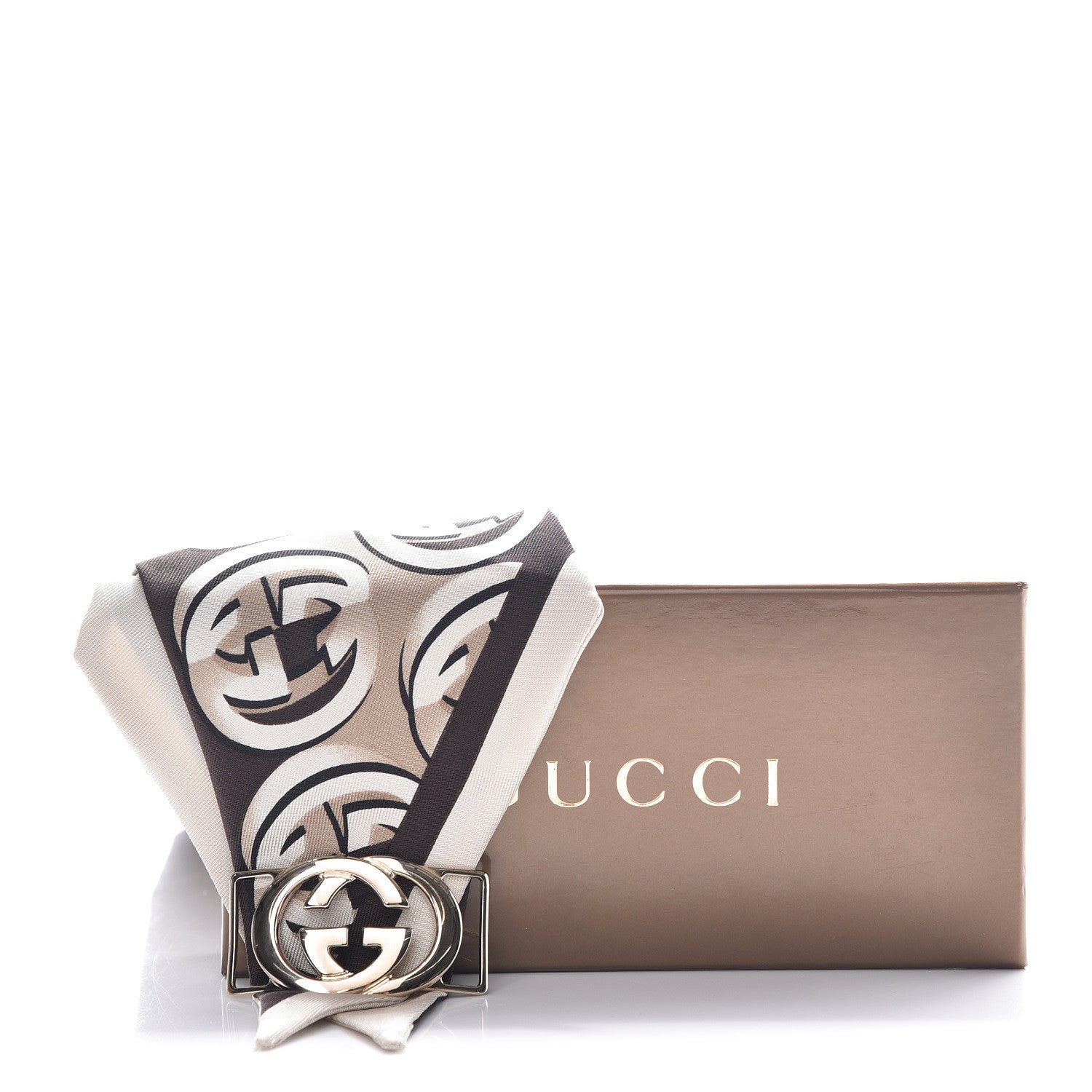 Gucci Silk Twill Interlocking Ring Scarf Brown 8 of 8
