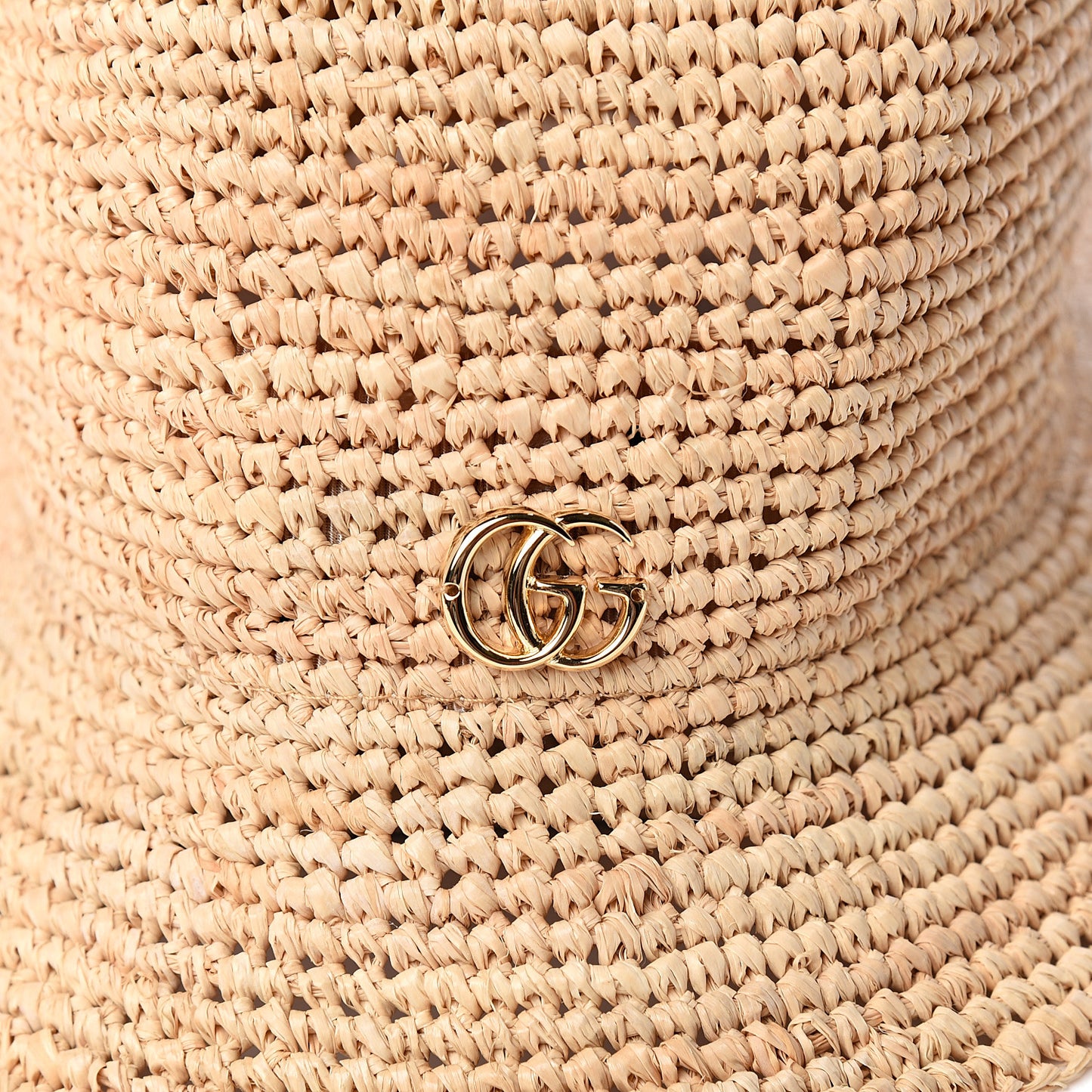 Raffia Double G Bucket Hat S Ivory