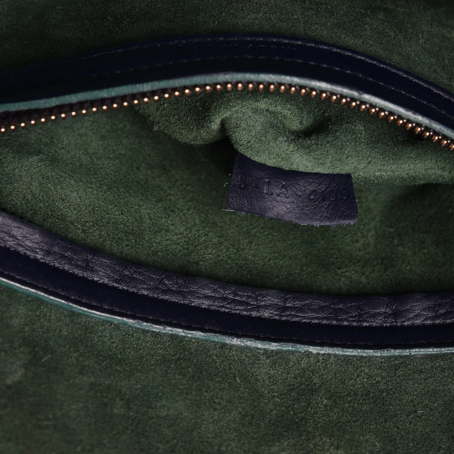 Supple Calfskin Medium Phantom Luggage Navy Blue Green Trim