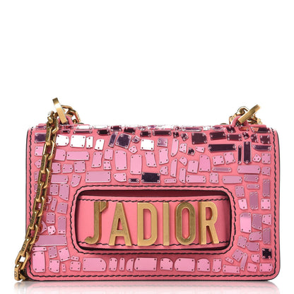 Christian Dior Smooth Calfskin Embroidered Mosaic of Mirrors Mini J'Adior Chain Flap Bag Pink 1 of 7