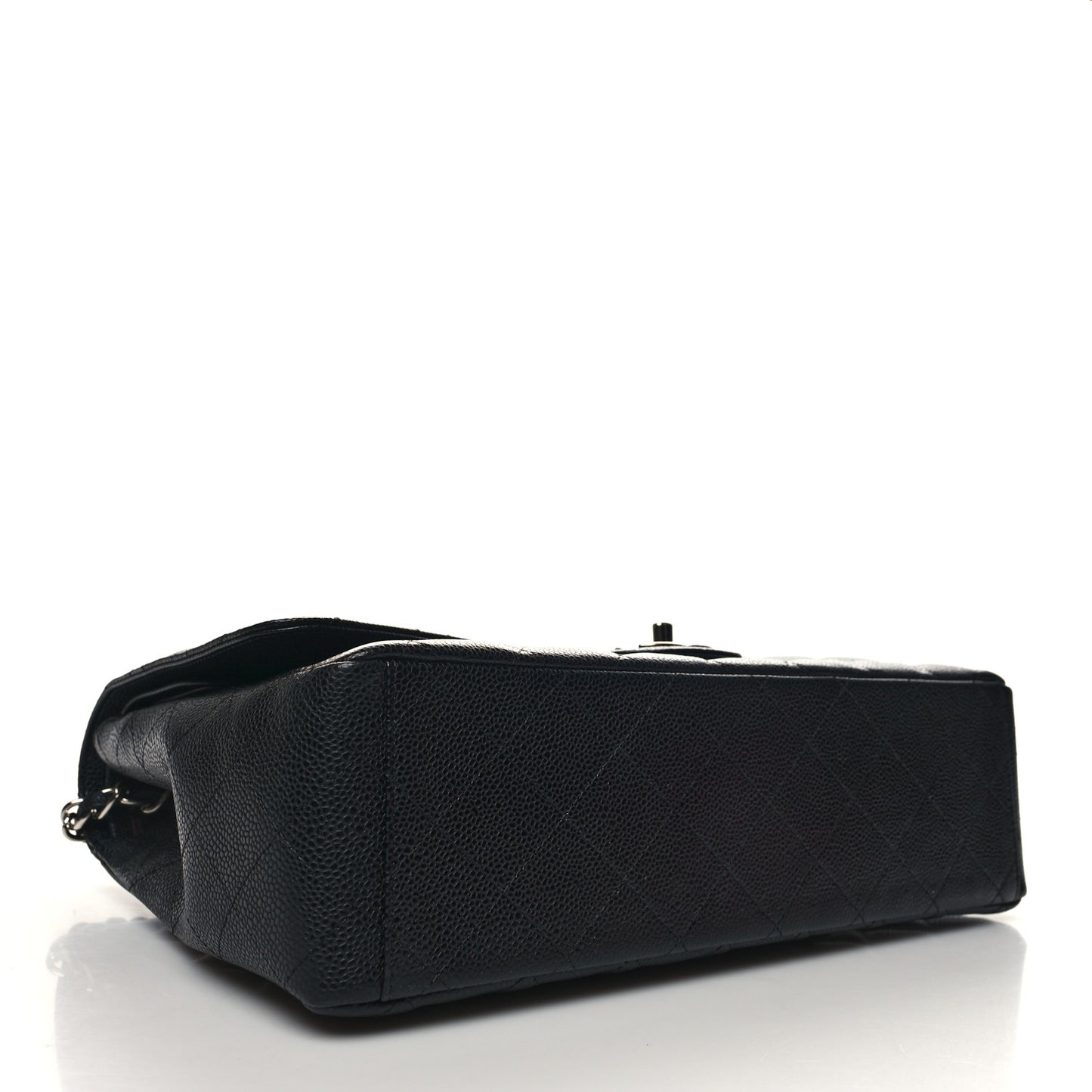 Caviar Quilted Maxi Double Flap Black