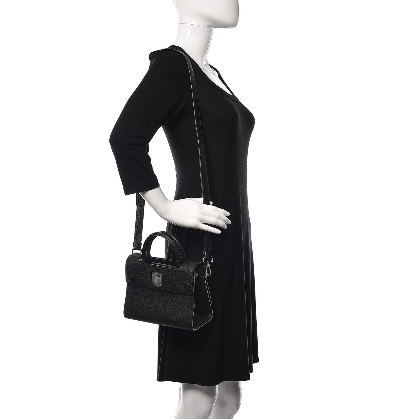 Grained Calfskin Mini Diorever Flap Black