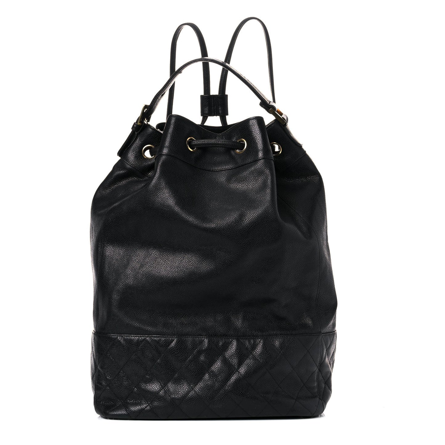 Caviar Quilted Drawstring Backpack Black