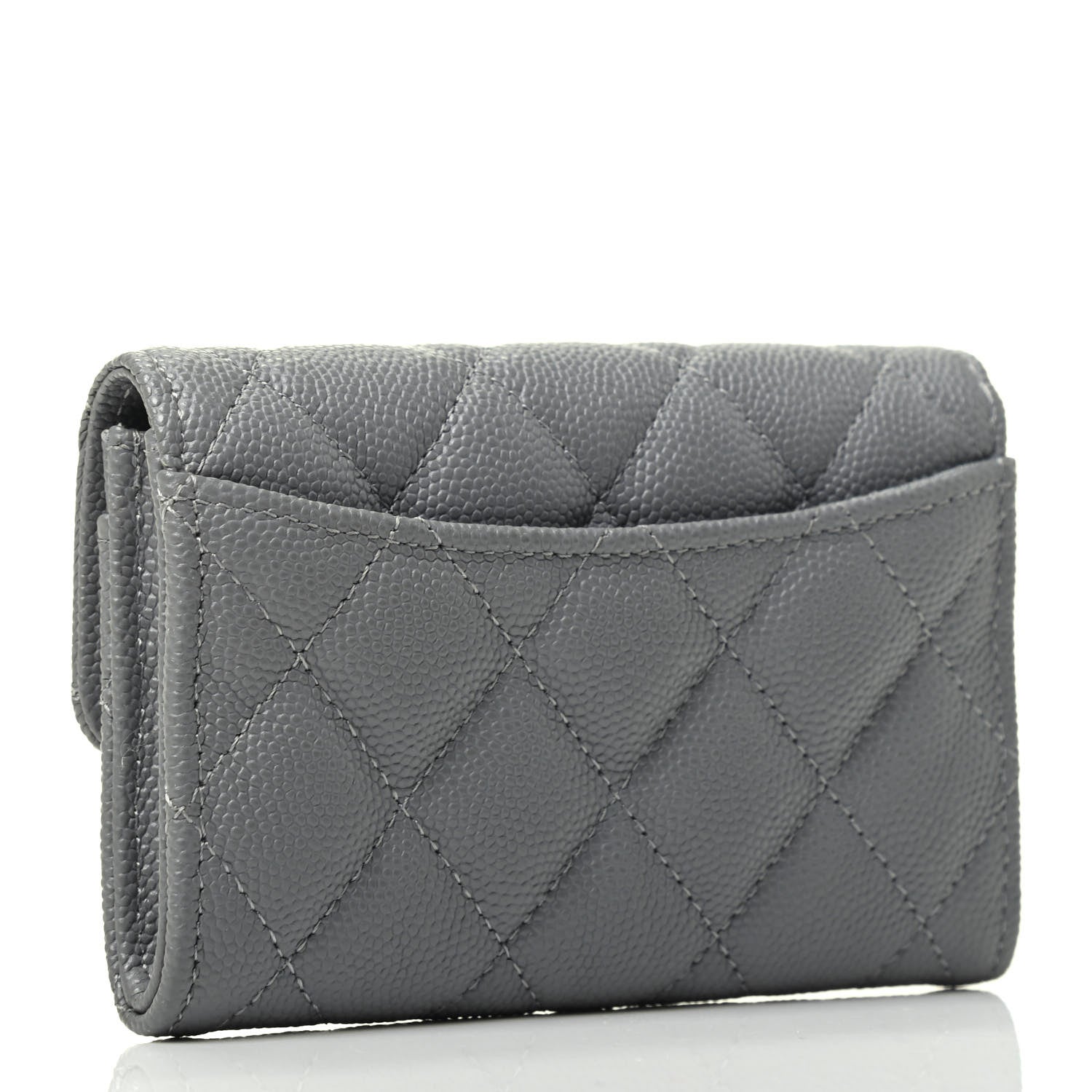Chanel Caviar Quilted Flap Card Holder Wallet Dark Grey 2 of 4