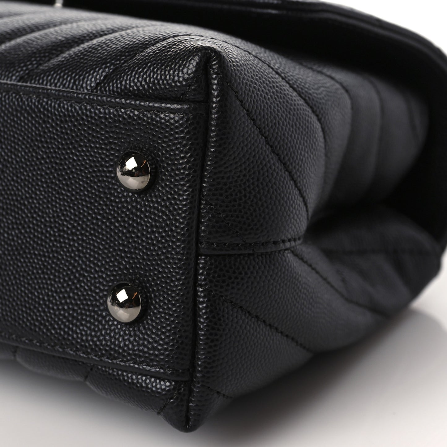 Caviar Chevron Quilted Mini Coco Handle Flap Black