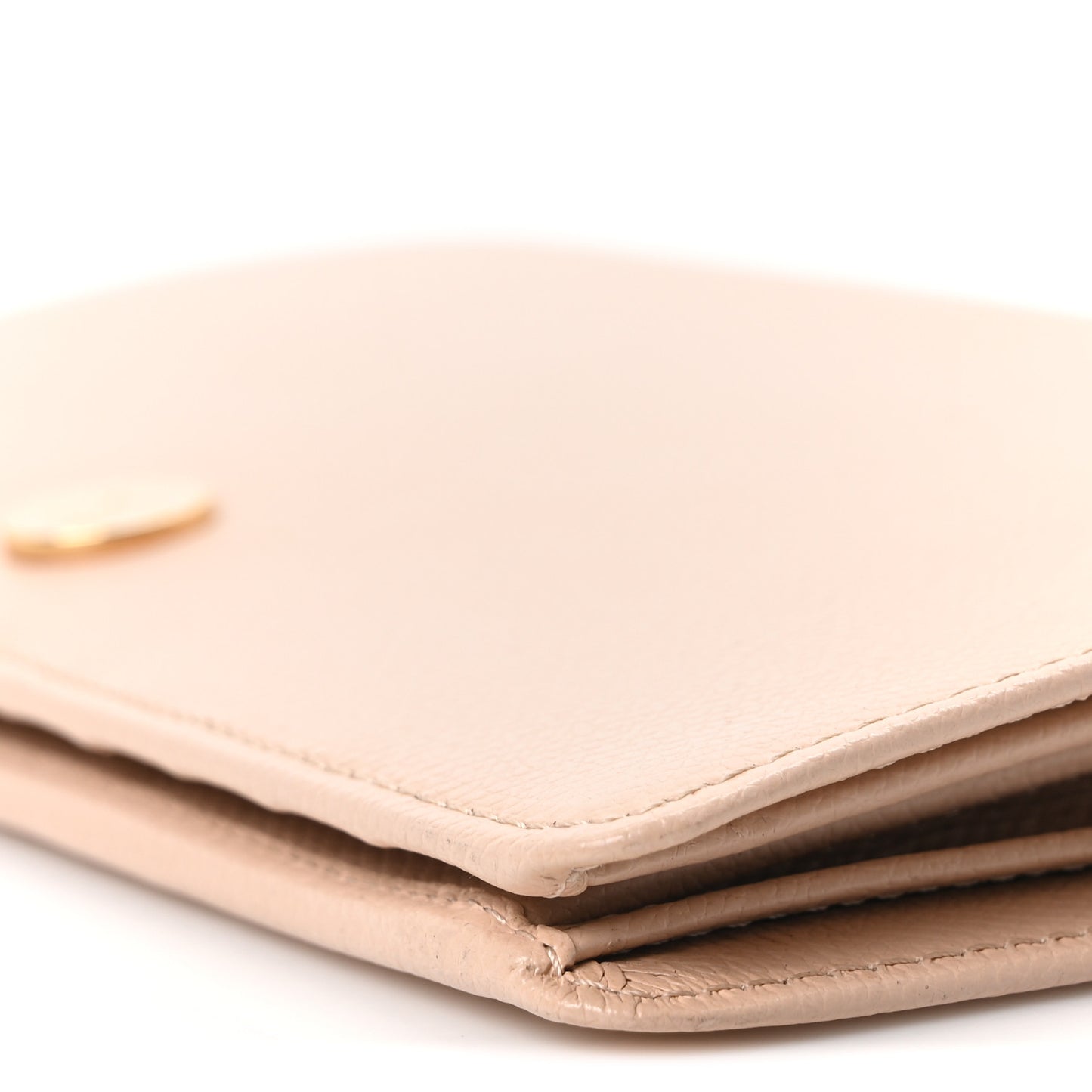 Grained Calfskin CC Button Yen Wallet Pink