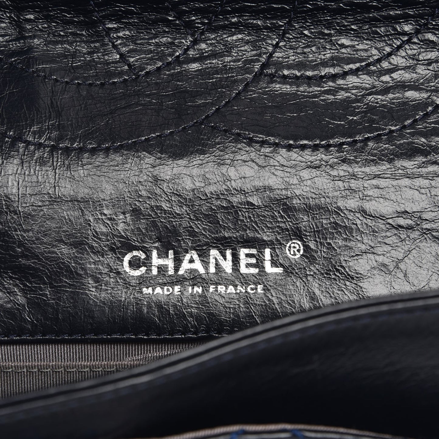 Glazed Calfskin Quilted Surpique 2.55 Reissue Flap Navy