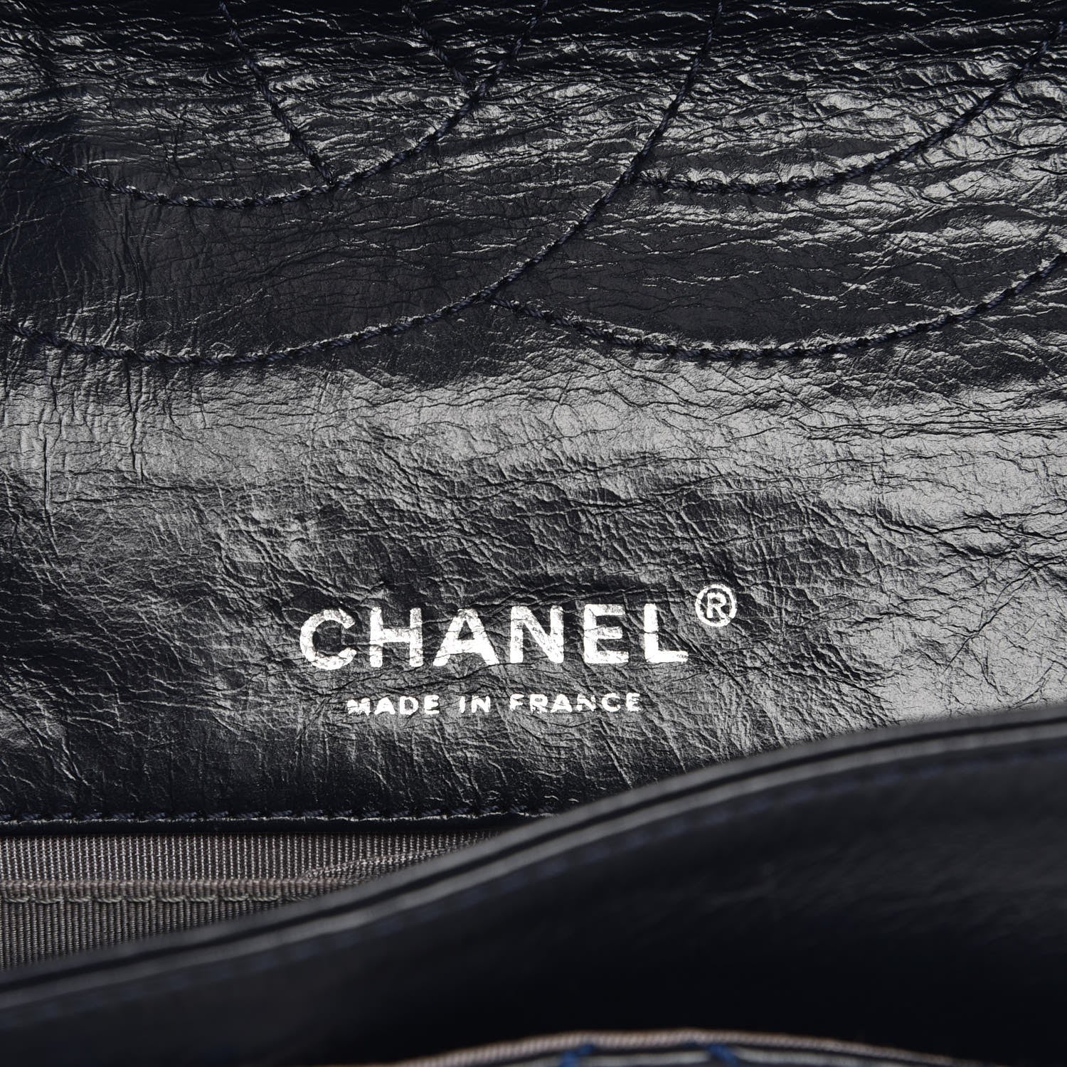 Chanel Glazed Calfskin Quilted Surpique 2.55 Reissue Flap Navy 6 of 7