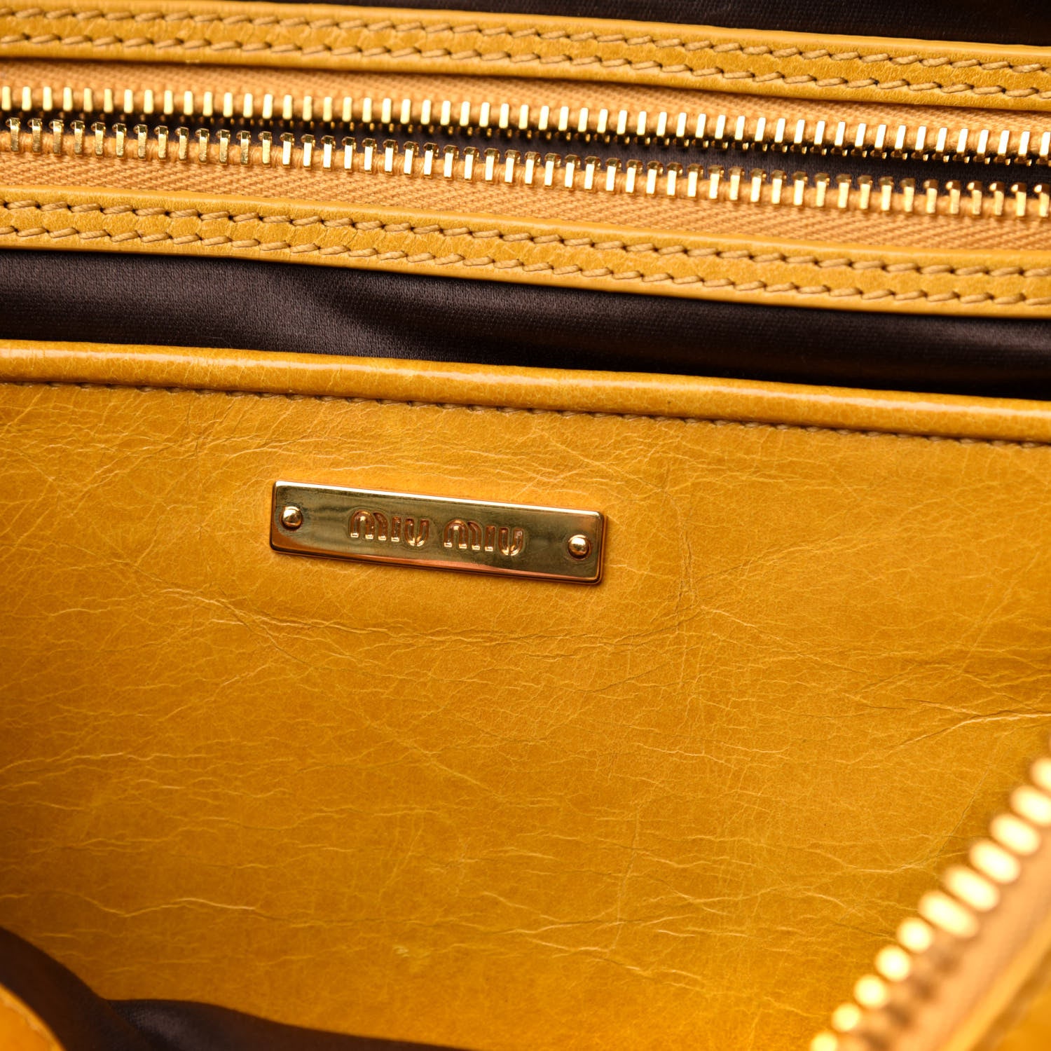 Miu Miu Vitello Shine Zip Tote Soleil 6 of 10