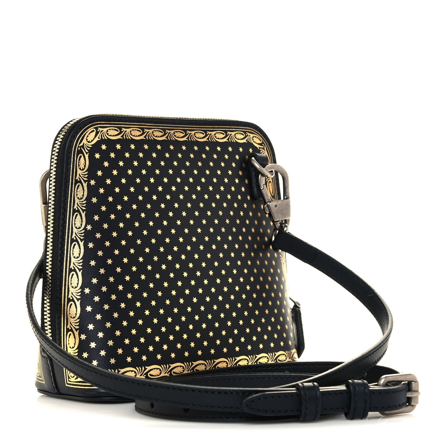Gucci X SEGA Calfskin GUCCY Stars Mini Dome Shoulder Bag Black Gold 3 of 11