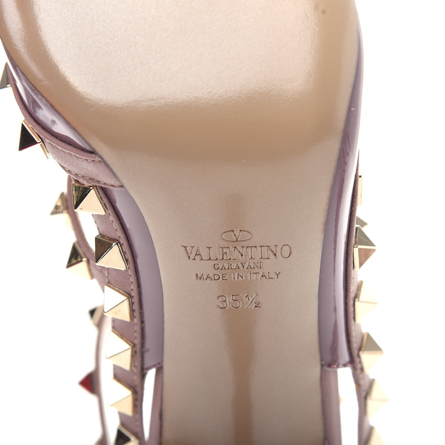 Valentino Garavani Patent Rockstud Ankle Strap 100mm Pumps 35.5 Dark Mauve Poudre 9 of 11