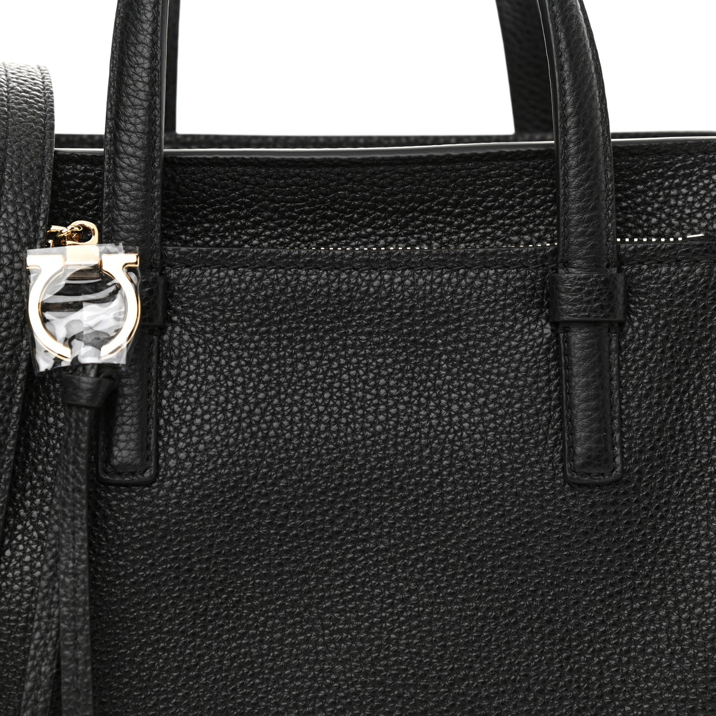 Hammered Calfskin Double Handle Small Amy Tote Black