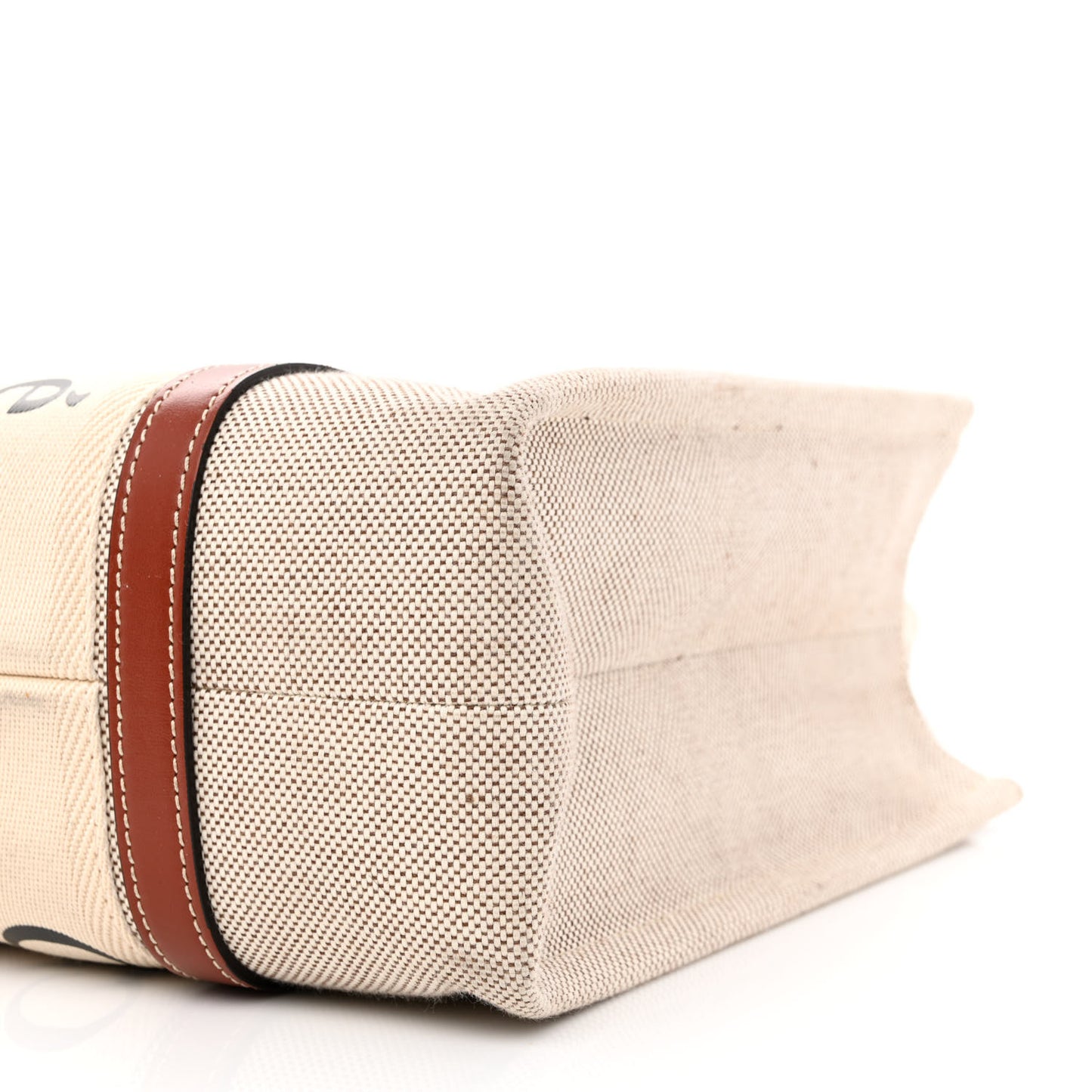 Cotton Calfskin Medium Woody Ribbon Tote White Brown