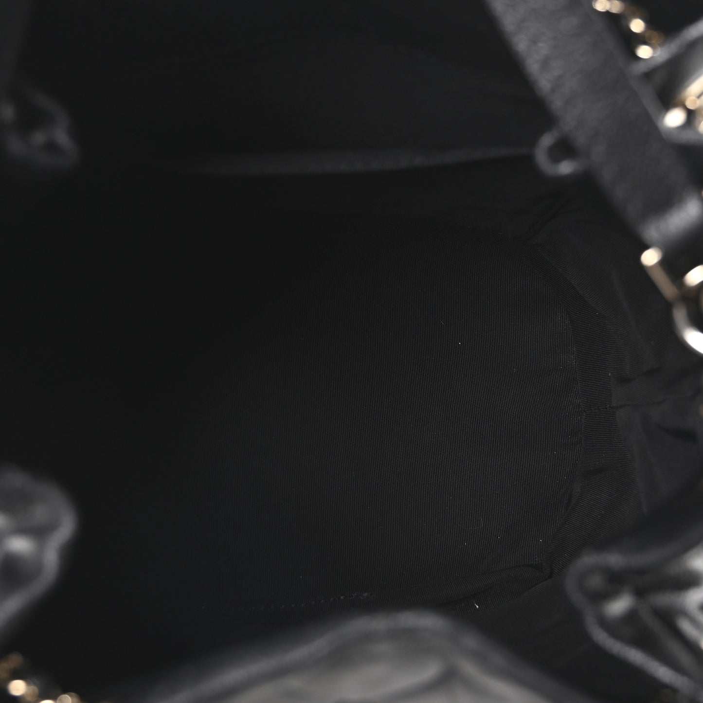 Caviar Quilted Large Rolled Up Bucket Drawstring Bag Black