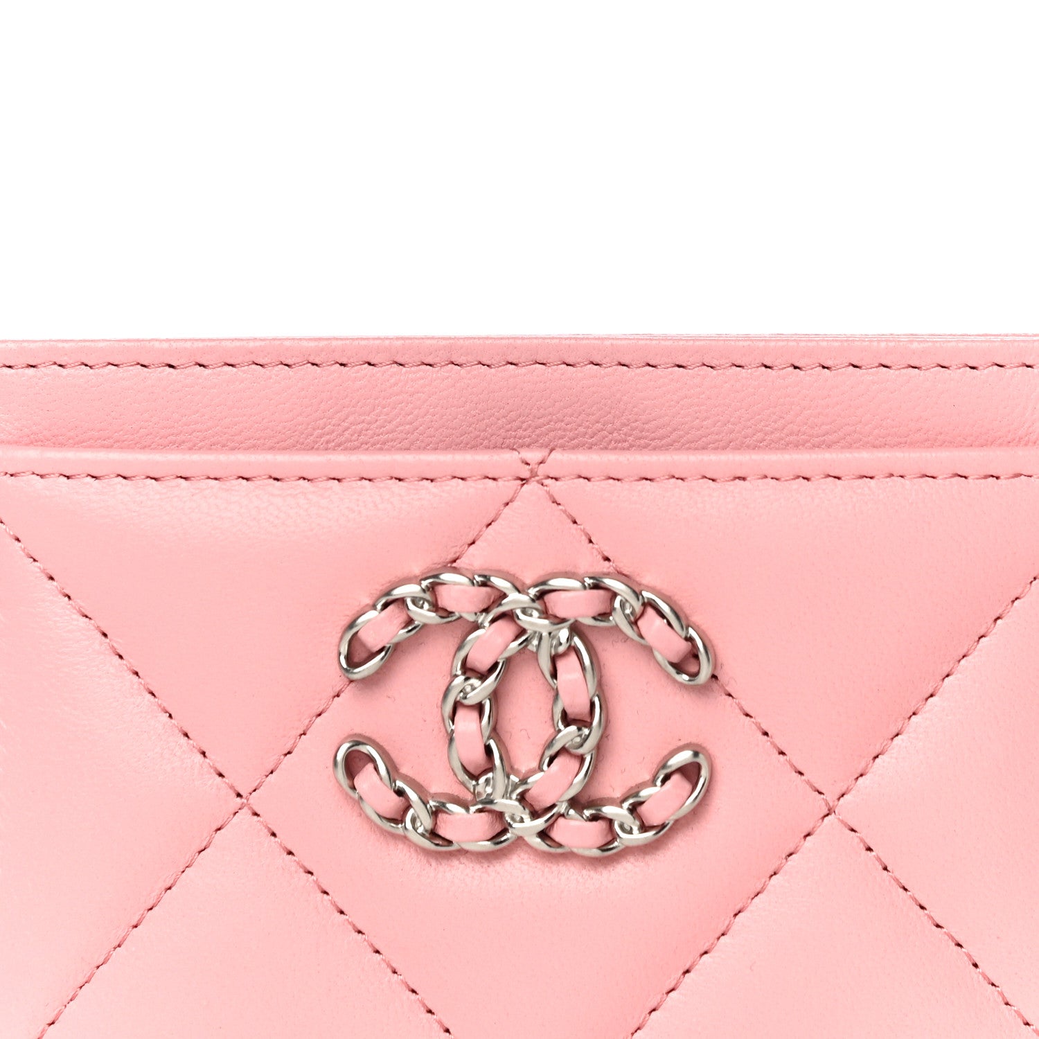 Chanel Lambskin Quilted Chanel 19 Card Holder Light Pink 9 of 12