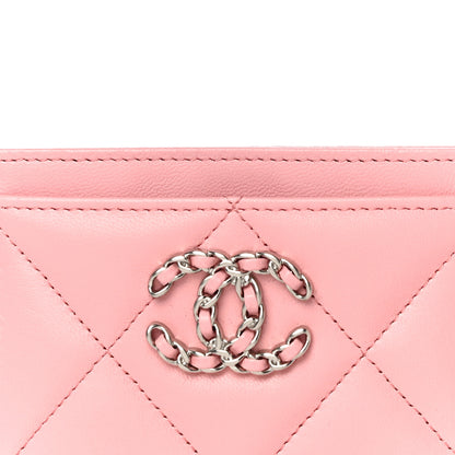 Chanel Lambskin Quilted Chanel 19 Card Holder Light Pink 9 of 12