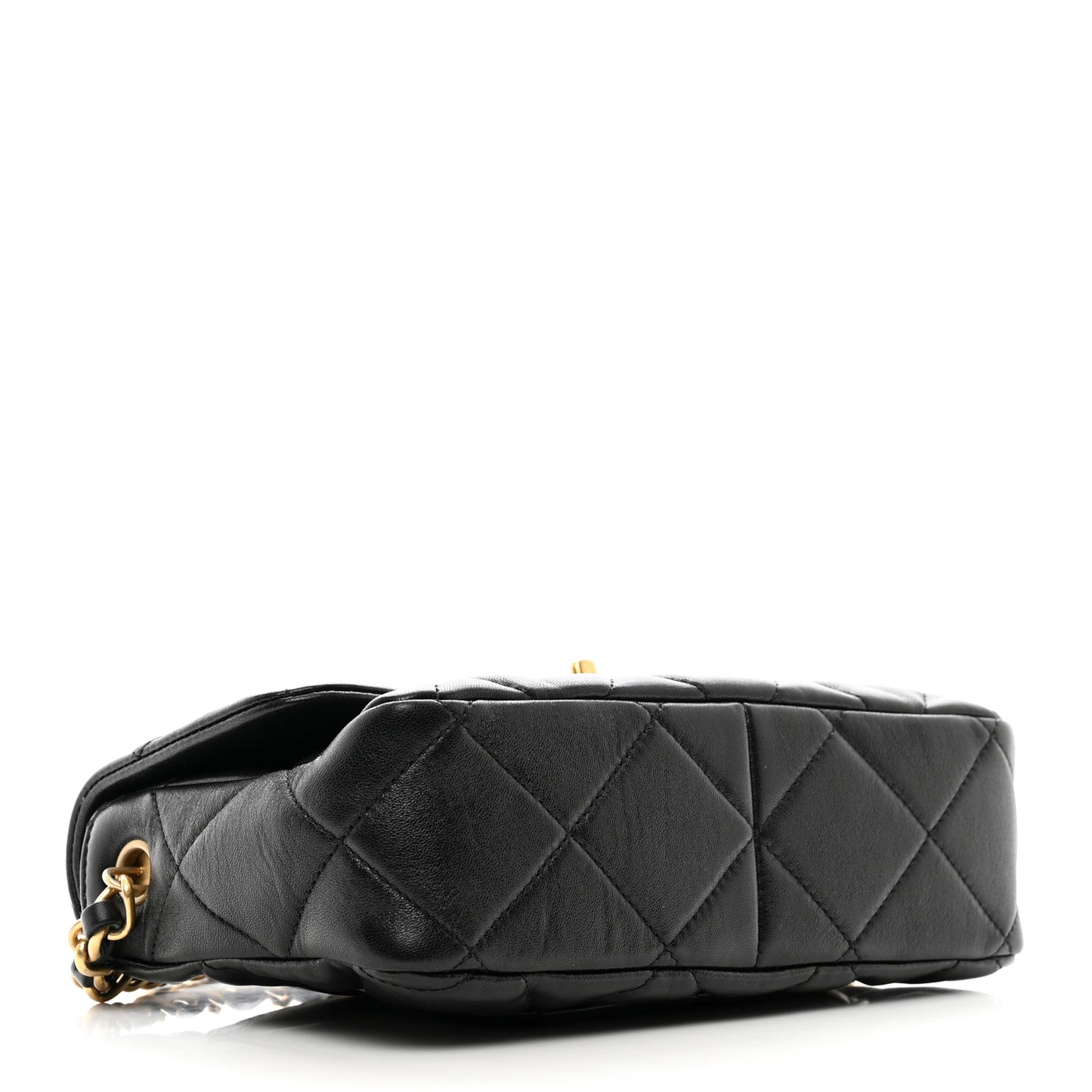 Lambskin Plexiglass Quilted Coco Love Flap Black