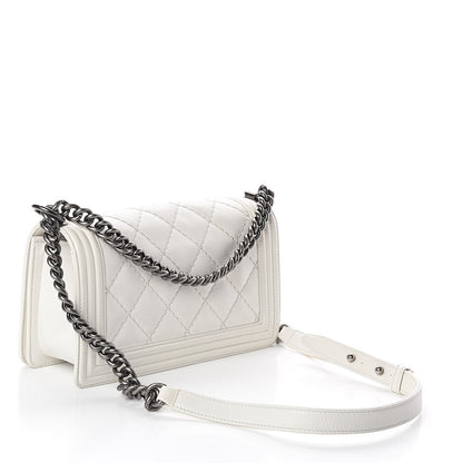 Chanel Calfskin Double Stitch Medium Boy Flap White 3 of 12