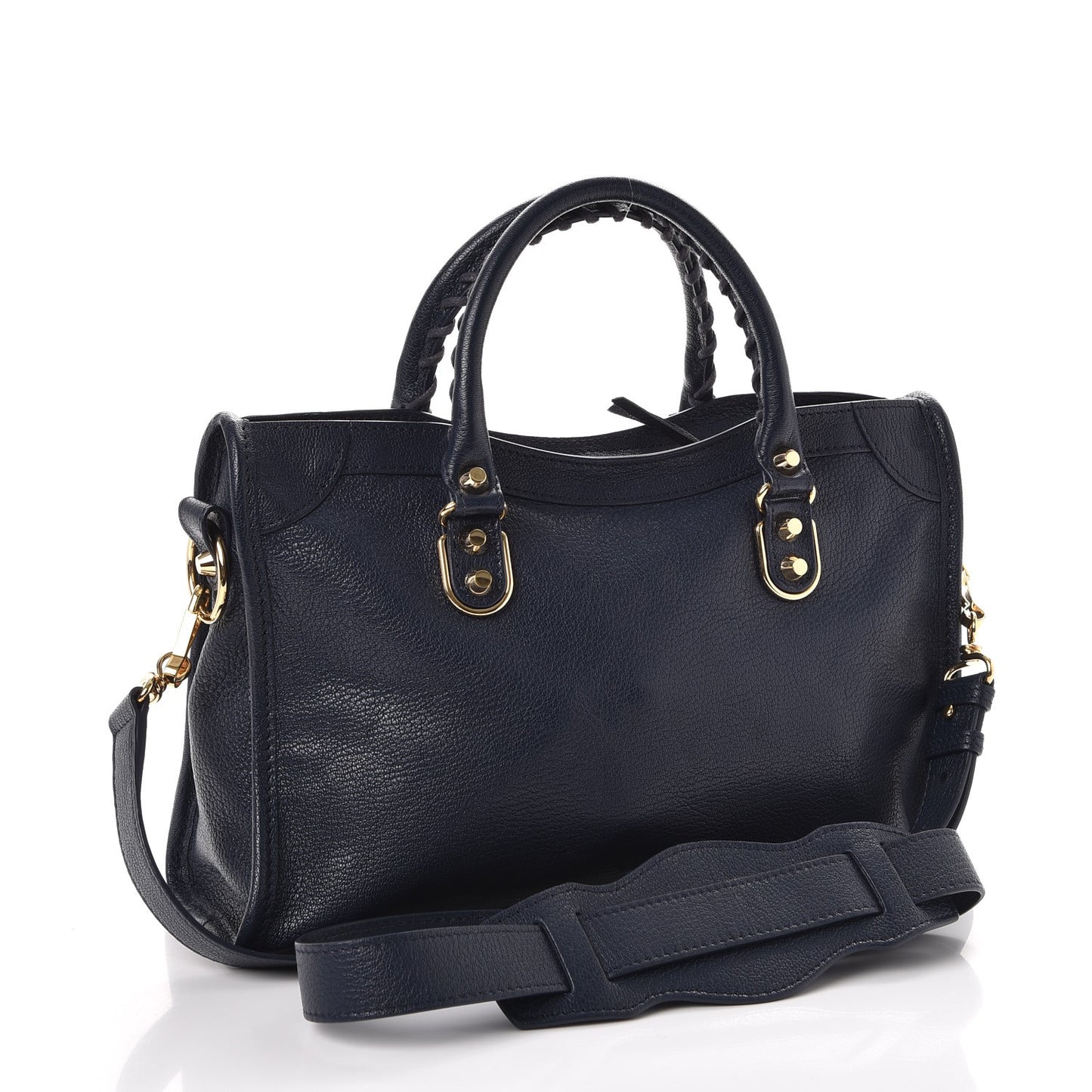 Chevre Gold Metallic Edge Hardware S City Bleu Nuit Dark Sea