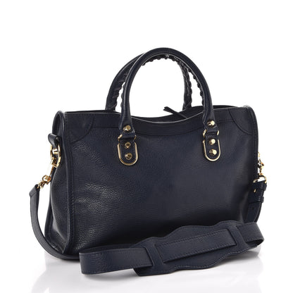 Balenciaga Chevre Gold Metallic Edge Hardware S City Bleu Nuit Dark Sea 3 of 8