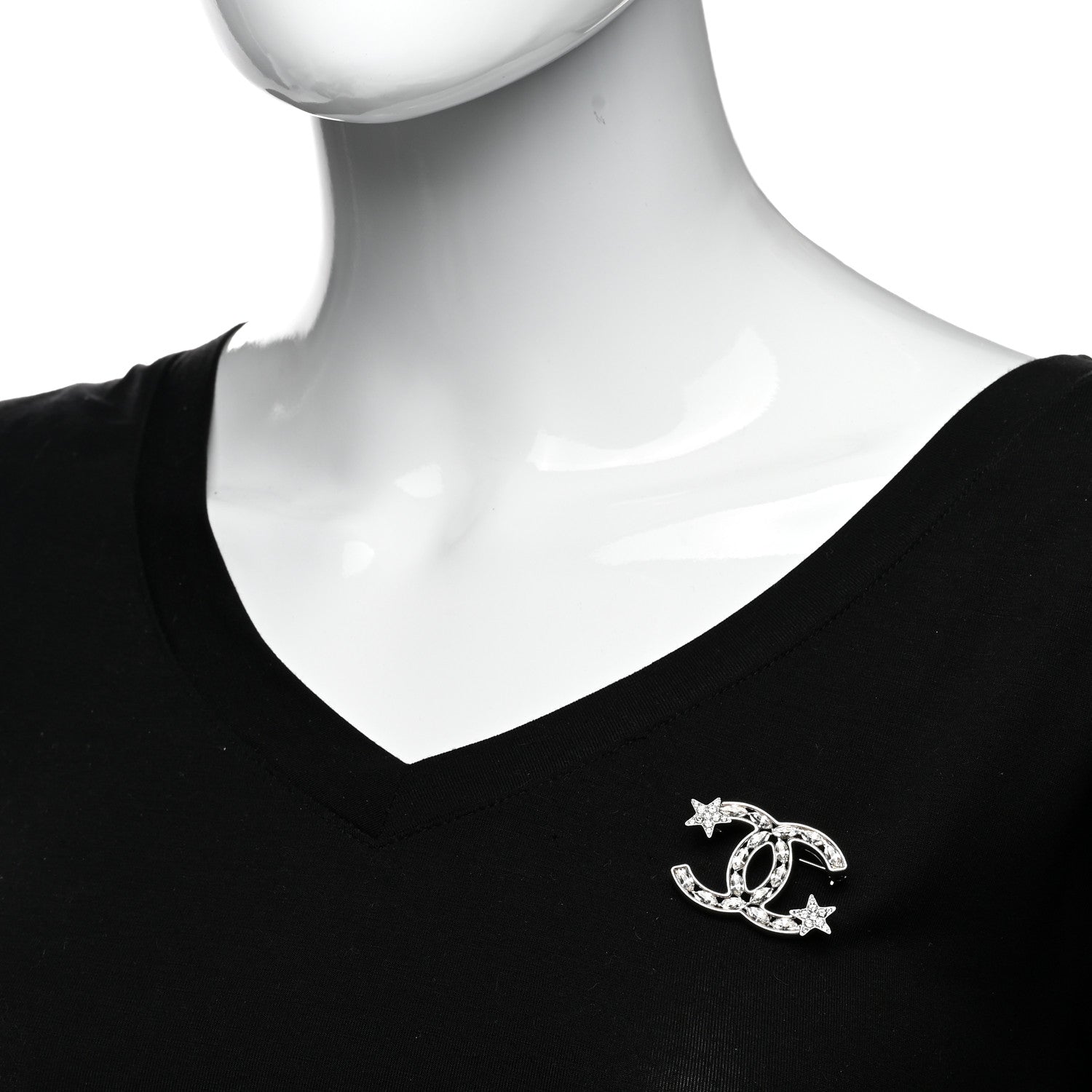 Chanel Crystal Starfall CC Brooch Silver 2 of 5