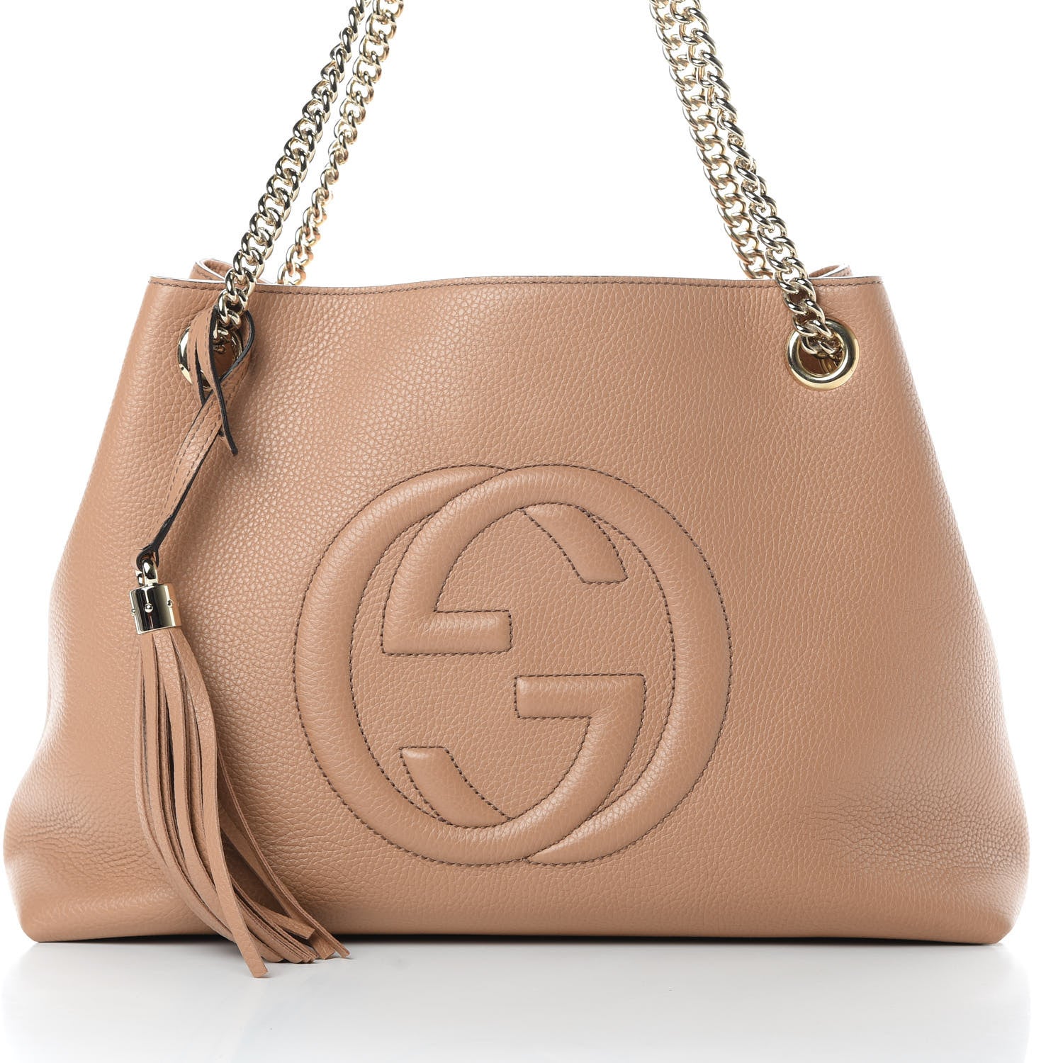 Gucci Pebbled Calfskin Medium Soho Chain Shoulder Bag Camelia 8 of 10