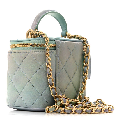 Chanel Lambskin Quilted Ombre Top Handle Mini Vanity Case With Chain Blue Green 3 of 13