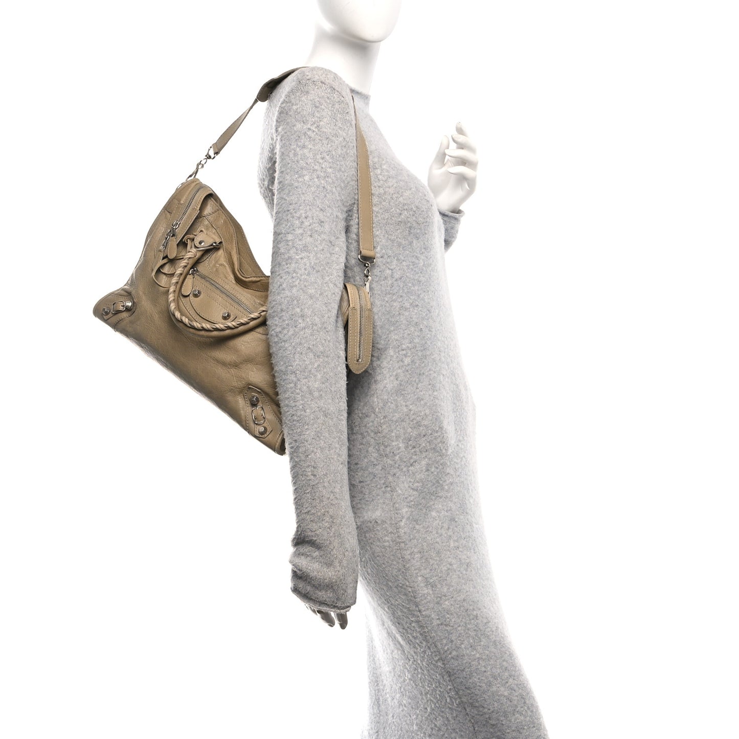 Agneau Giant 12 Silver Hardware City Latte Beige