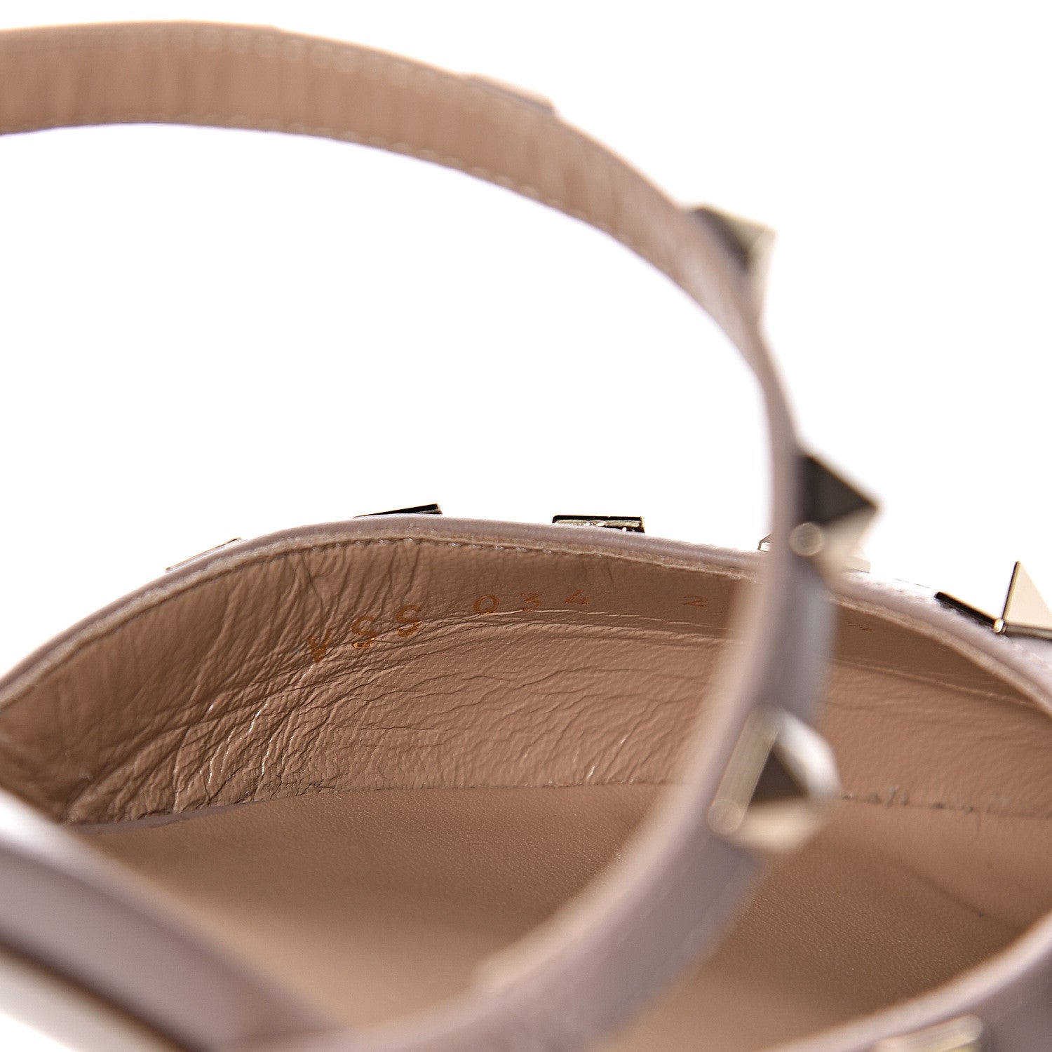 Valentino Garavani Pebbled Calfskin Rockstud Cross Strap 50mm Mules 38.5 Poudre 8 of 9