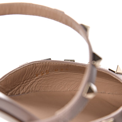 Valentino Garavani Pebbled Calfskin Rockstud Cross Strap 50mm Mules 38.5 Poudre 8 of 9
