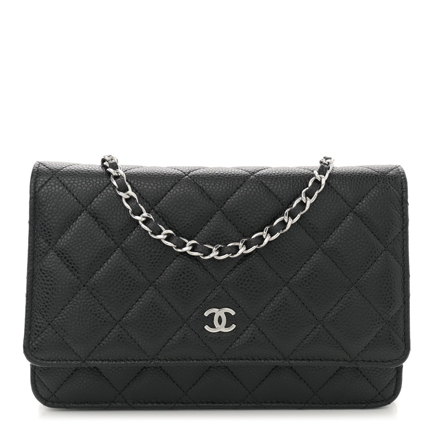 Caviar Quilted Wallet on Chain WOC Black