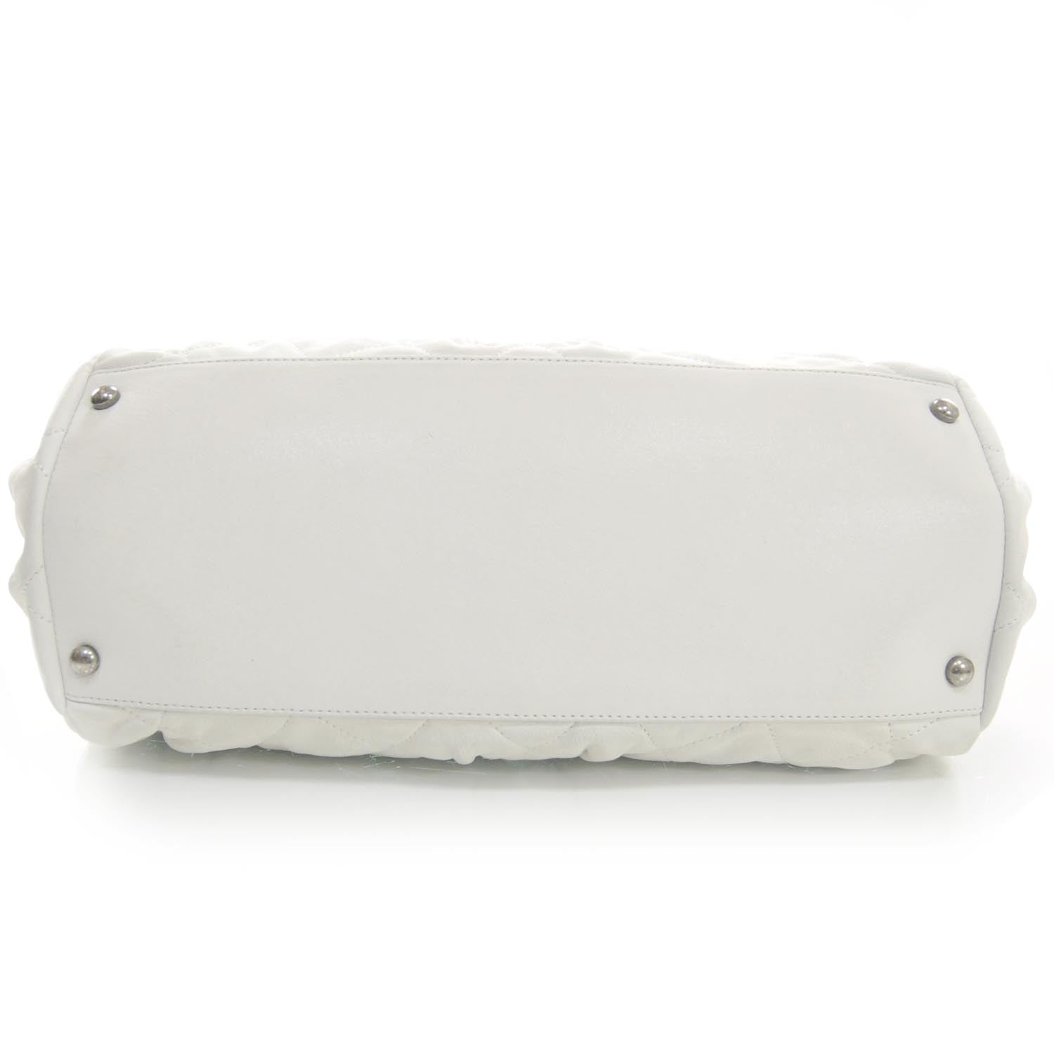 Chanel Iridescent Calfskin Chic Quilt Bowling Bag White 4 of 8