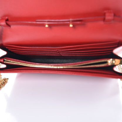 Saint Laurent Grain De Poudre Matelasse Chevron Monogram Chain Wallet New Red 5 of 8