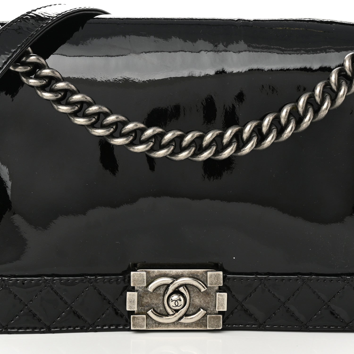 Chanel Patent New Medium Boy Reverso Flap Black 8 of 10