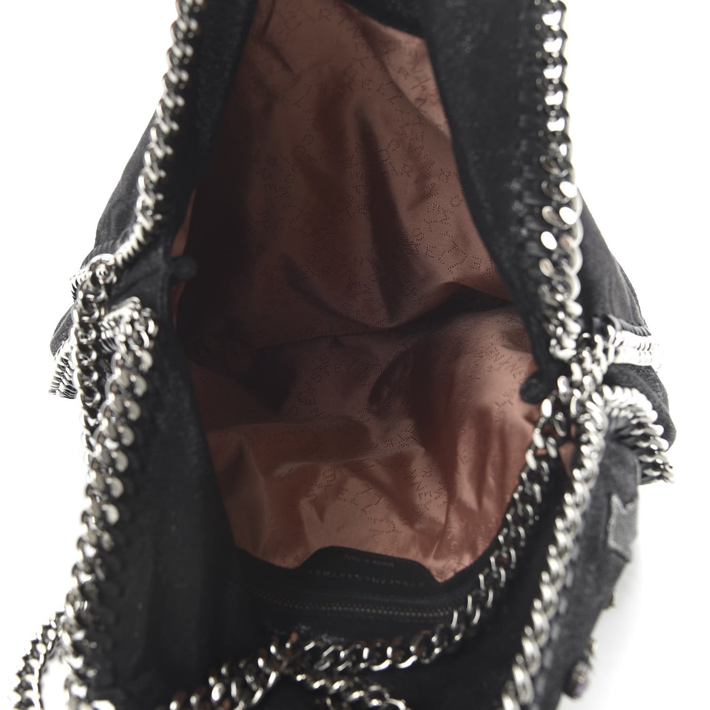 Embellished Shaggy Deer Small Falabella Fold Over Tote Black