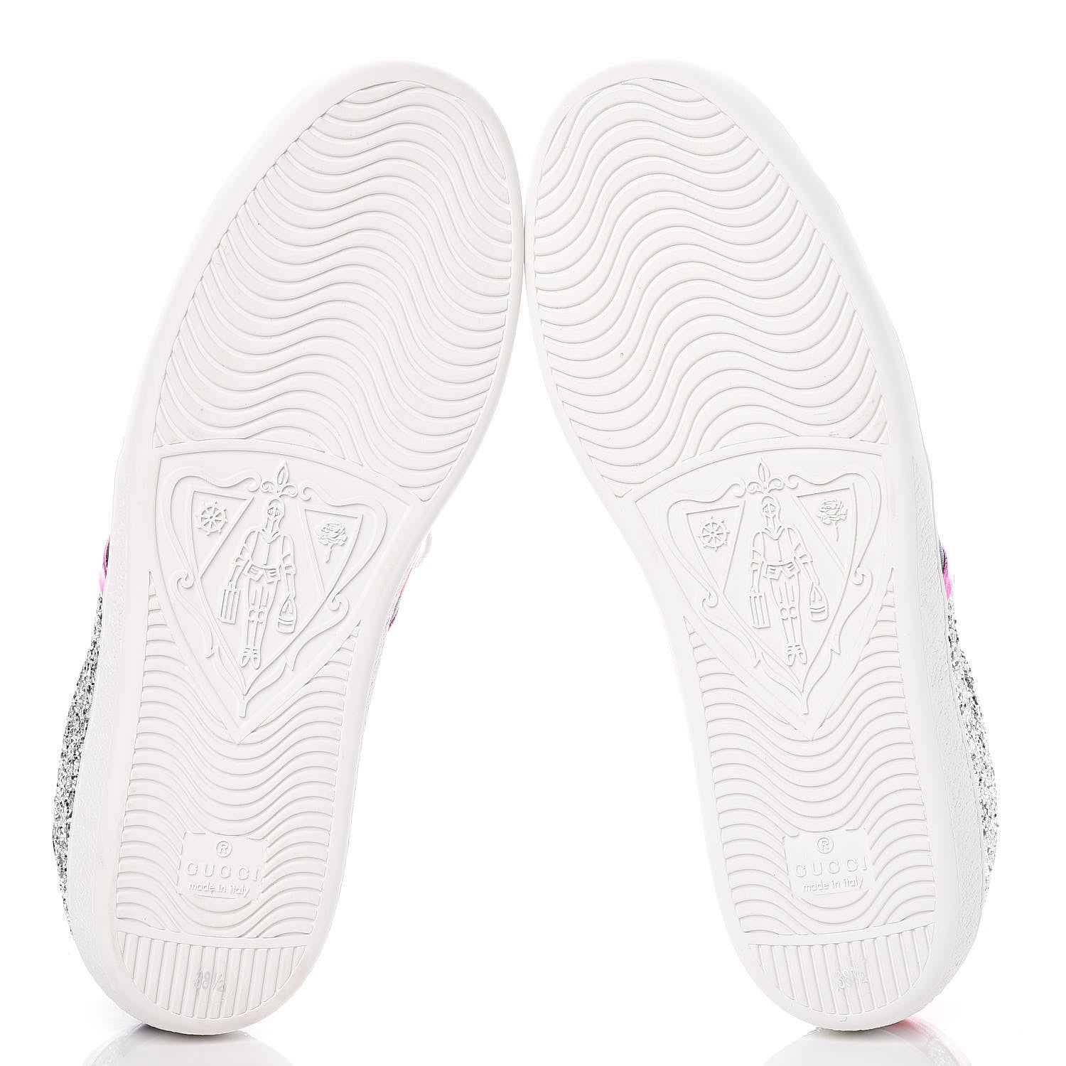 Gucci Glitter Web Ace Sneakers 38.5 Silver 5 of 10
