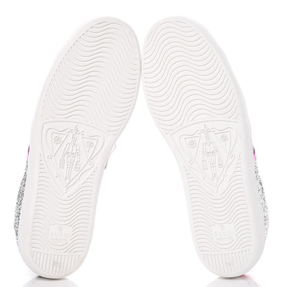 Gucci Glitter Web Ace Sneakers 38.5 Silver 5 of 10