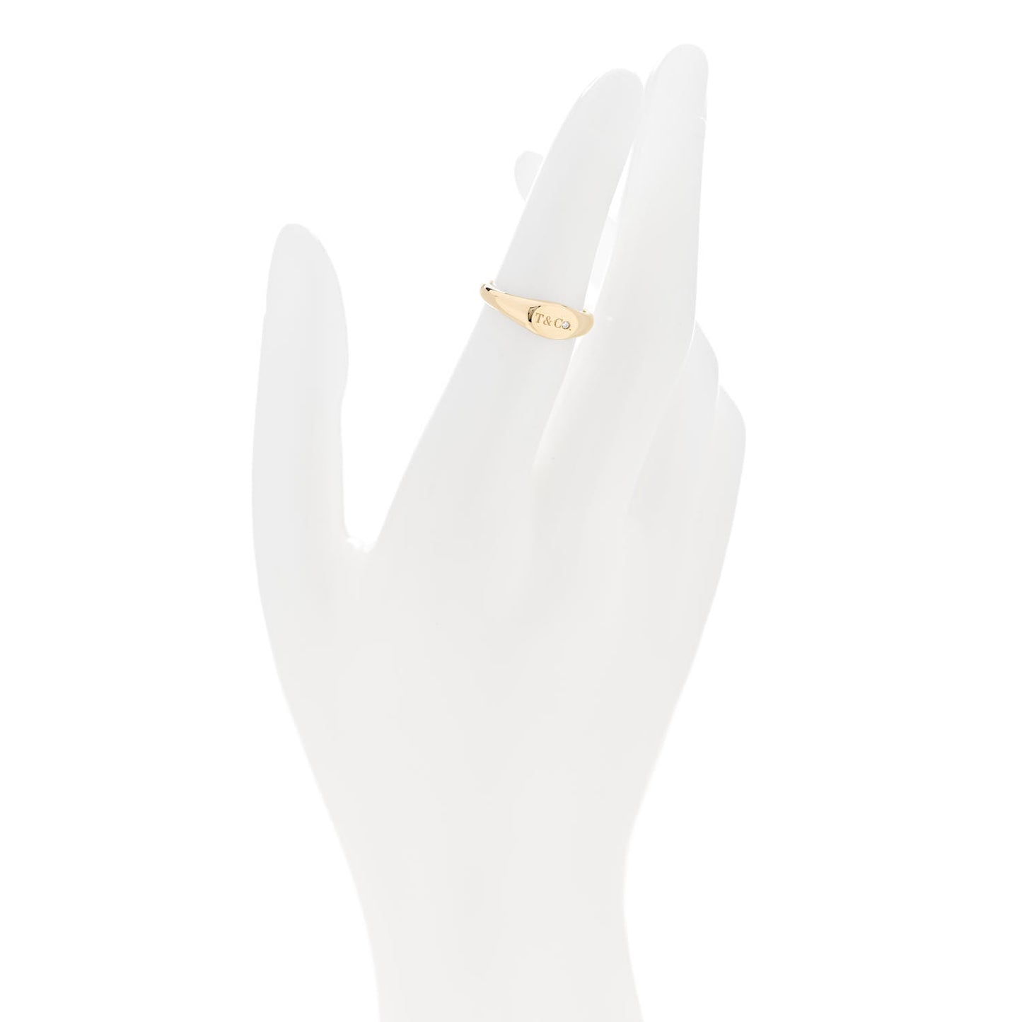 18K Yellow Gold Diamond Micro Oval Signet Ring 50 5.25