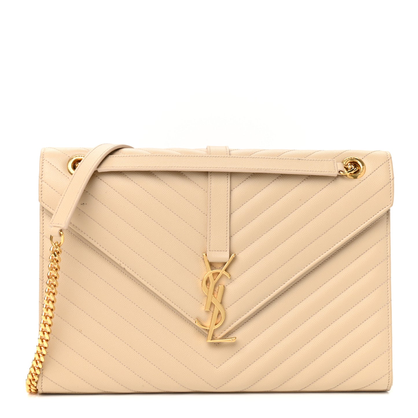 Grain De Poudre Matelasse Chevron Large Monogram Satchel Nude Powder