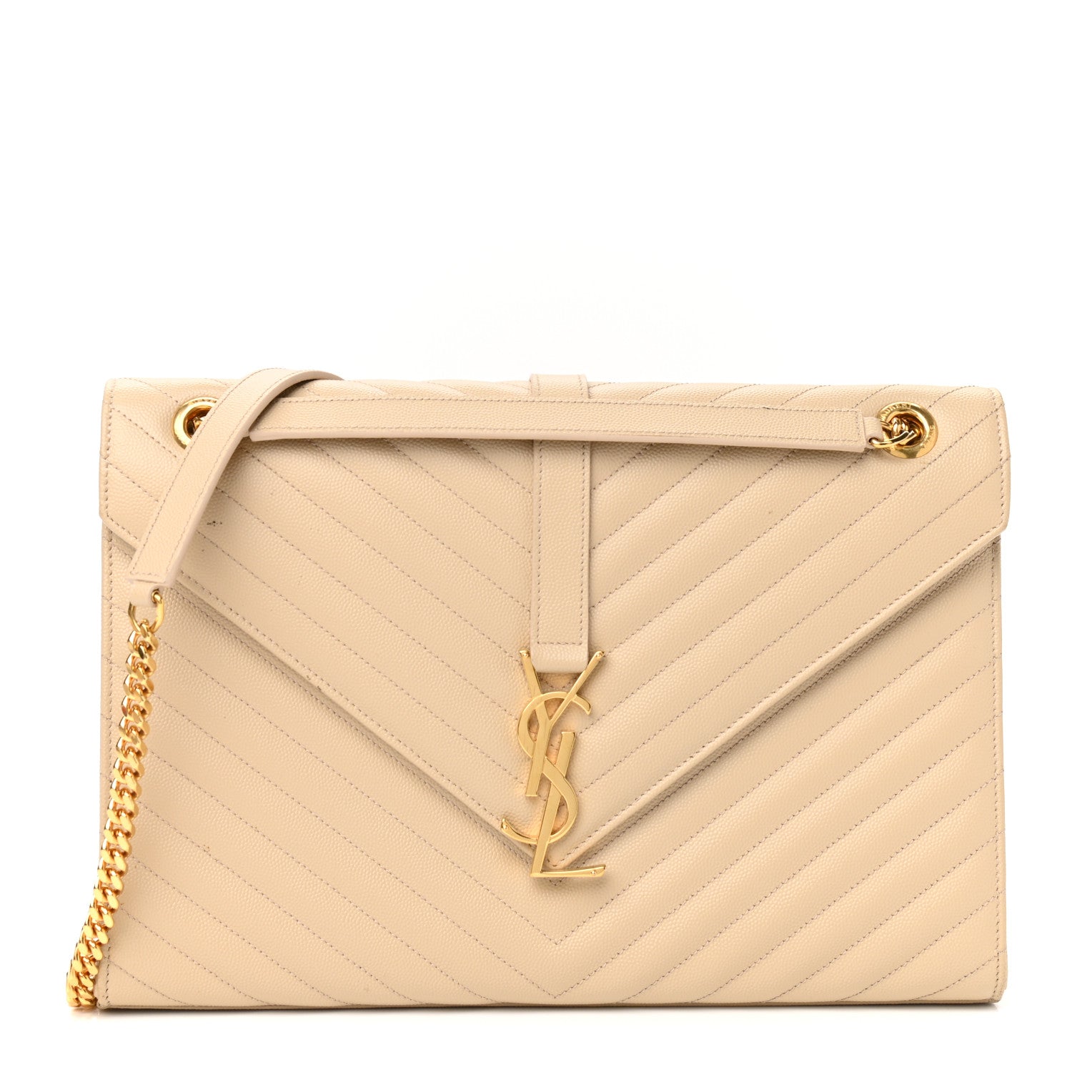 Saint Laurent Grain De Poudre Matelasse Chevron Large Monogram Satchel Nude Powder 1 of 15