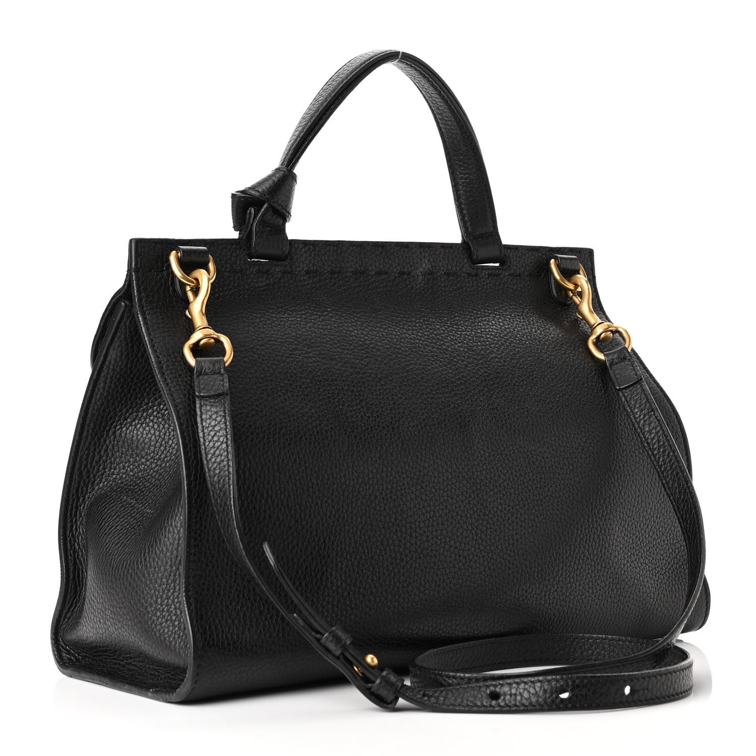 Gucci Calfskin Small GG Marmont Top Handle Bag Black 3 of 10