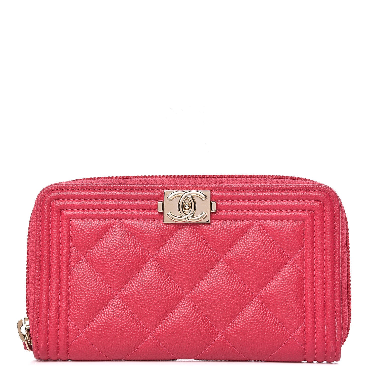 Chanel Caviar Quilted Small Boy Zip Around Wallet Fuchsia 1 of 11