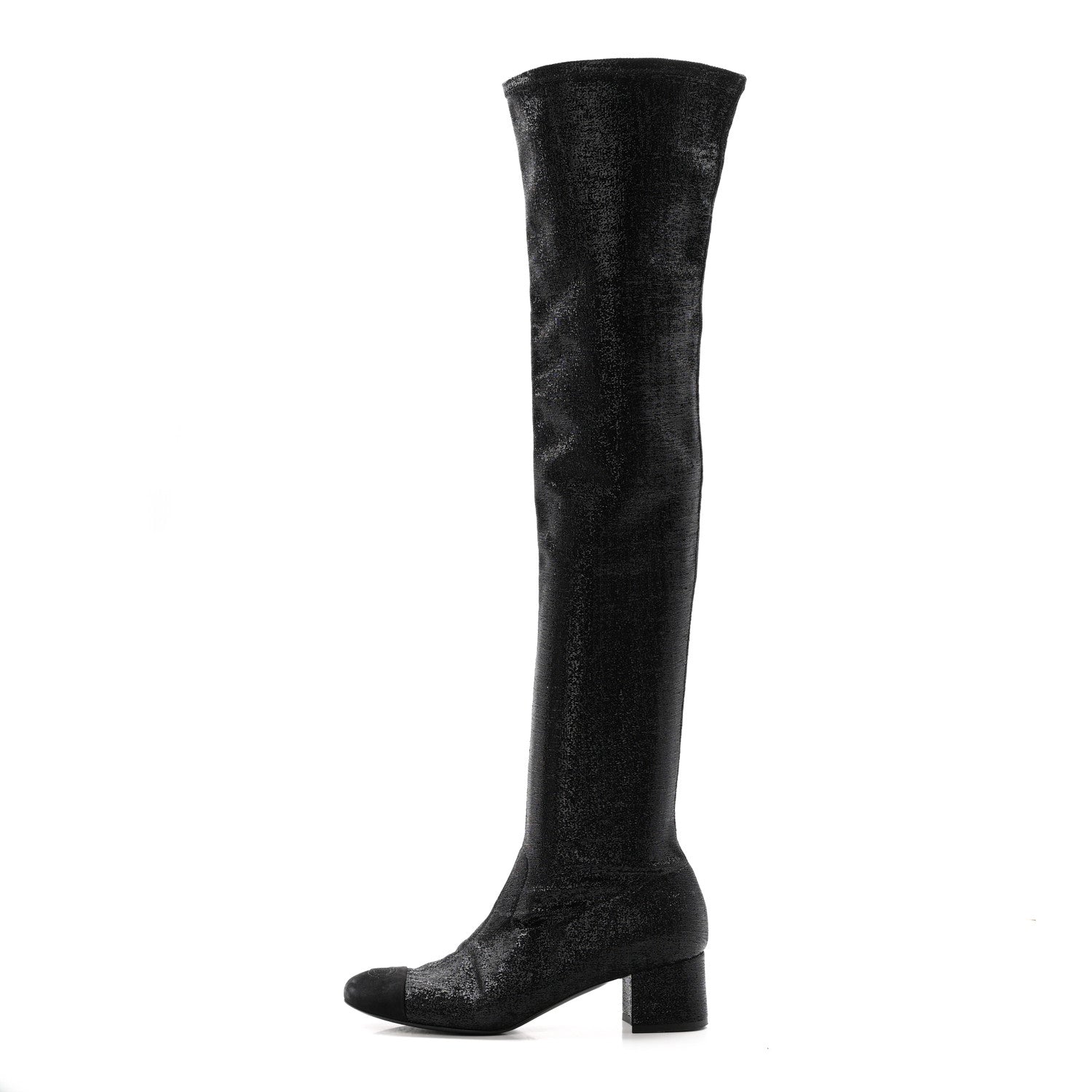 Chanel Glitter High Boots 37 Black 1 of 7