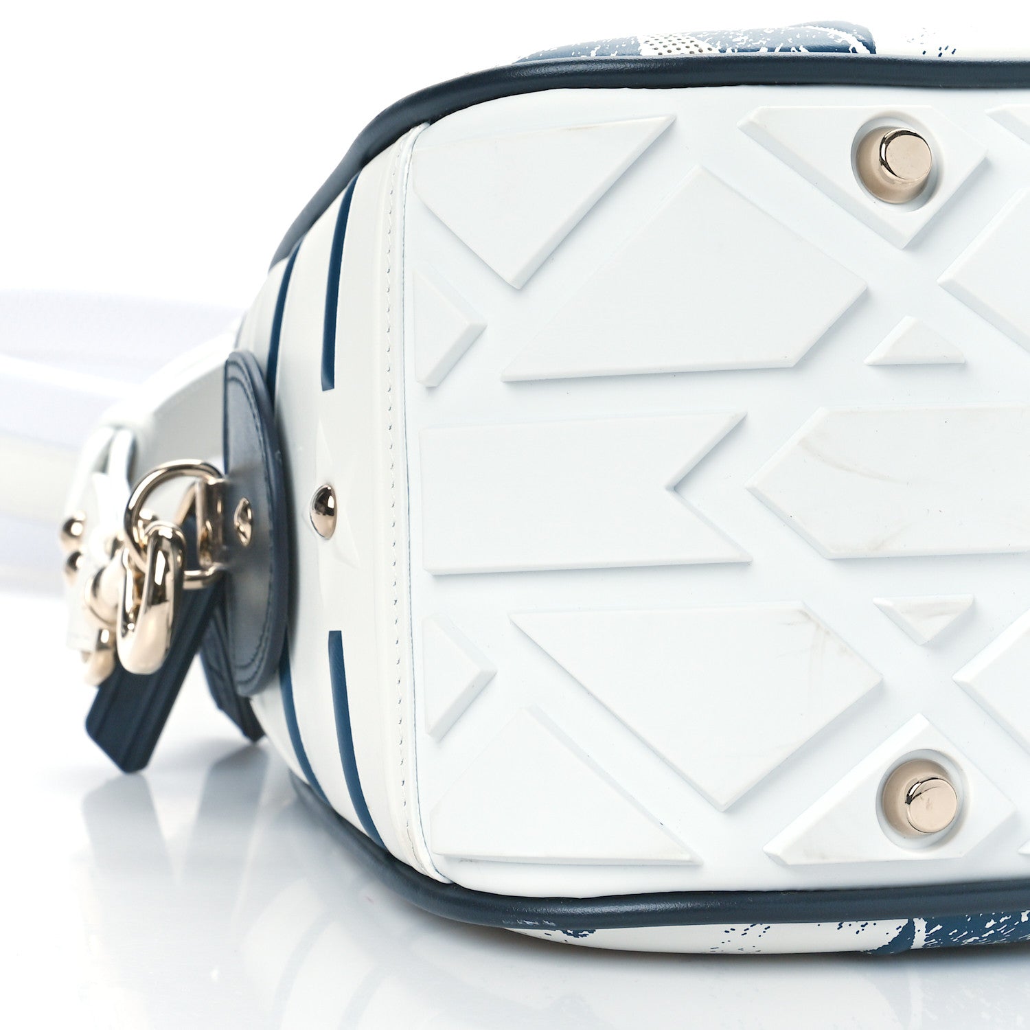 Christian Dior Calfskin Star Medium Dior Vibe Zip Bowling Bag White Blue 8 of 9