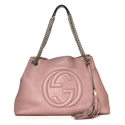 Gucci Pebbled Calfskin Medium Soho Chain Shoulder Bag Dark Cipria 1 of 7