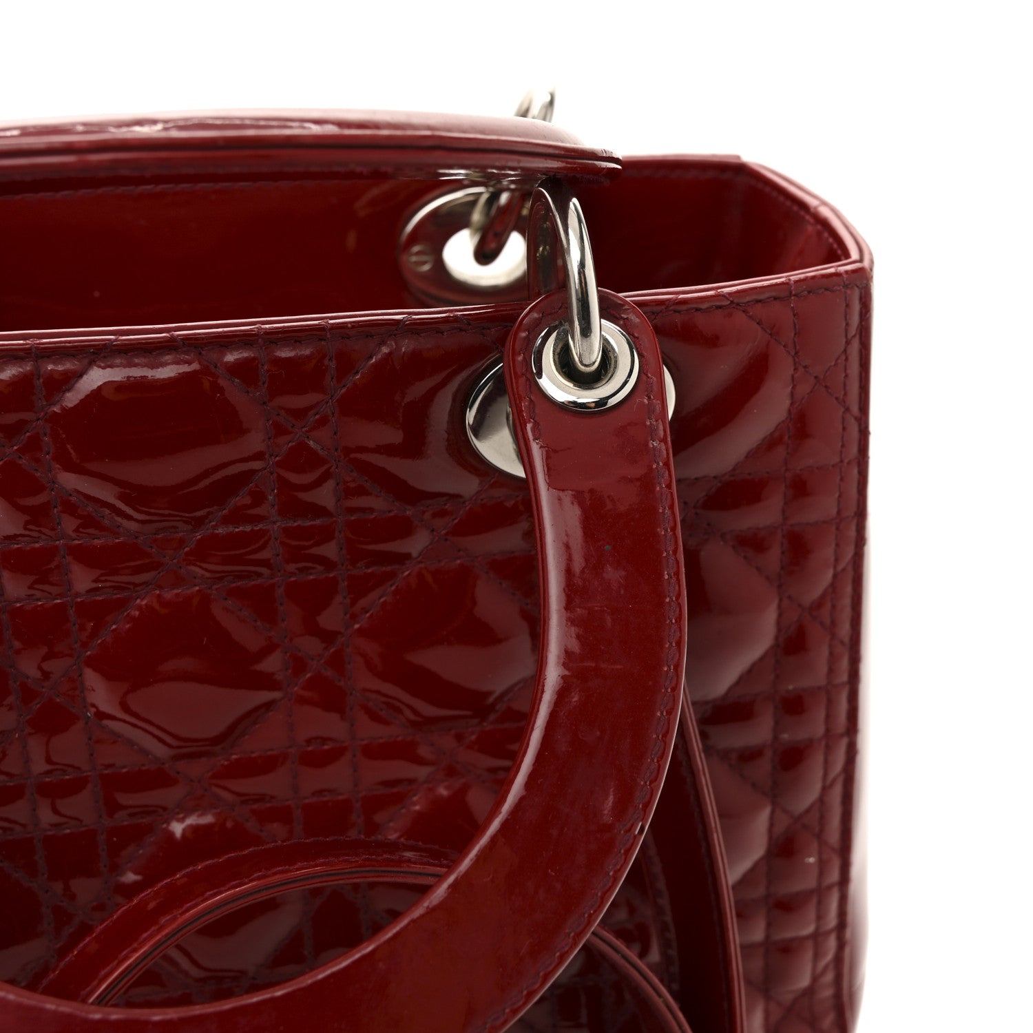 Christian Dior Patent Cannage Medium Lady Dior Red 14 of 17