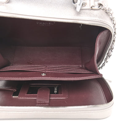 Chanel Metallic Caviar Quilted Large CC Filigree Vanity Case Silver 7 of 23