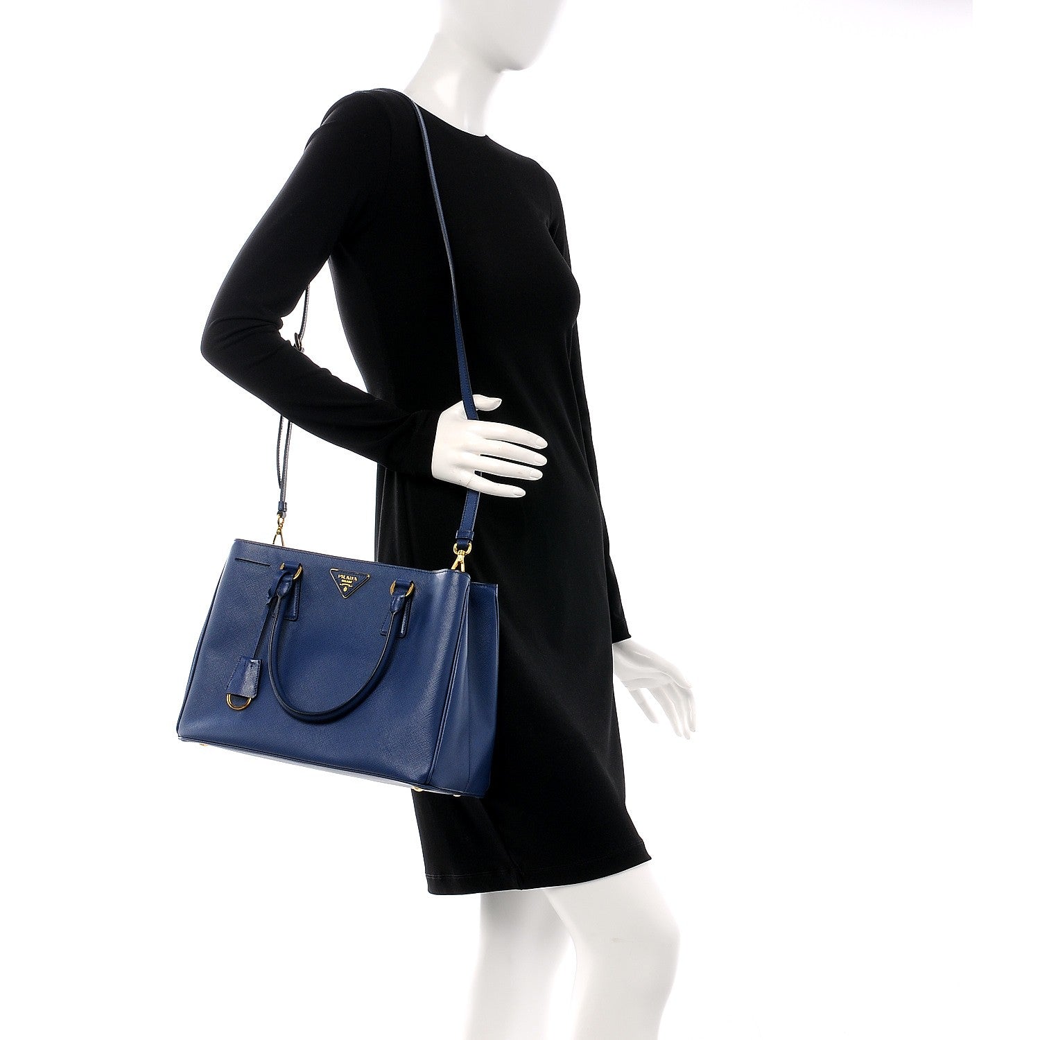 Prada Saffiano Lux Medium Tote Bluette 2 of 8